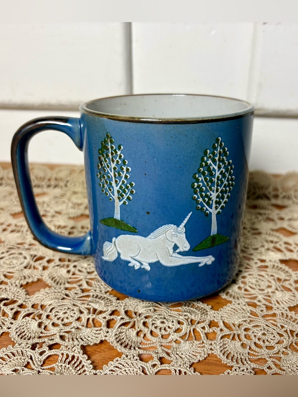 Vintage Stoneware Ceramic Unicorn Whimsical Coffee Cup Mug